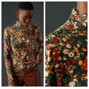 Maeve Anthropologie Boho Floral Print Turtleneck Long Sleeve Top. Size M